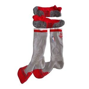 Houston Rockets NBA Basketball Crew Performance Socks Gray Red White